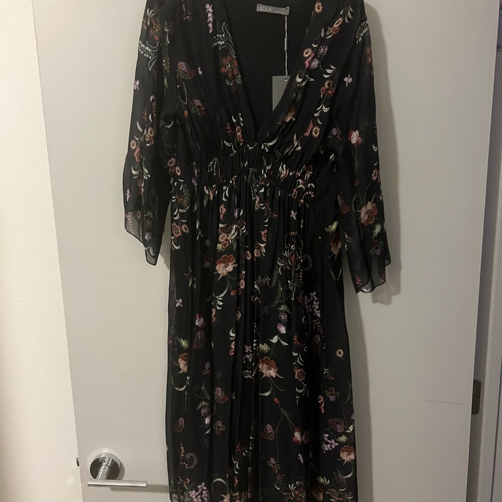 Lola made in Italy dress. Large, black floral, dress.
